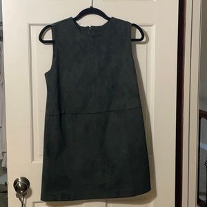 Olive green sleeveless suede mini dress
